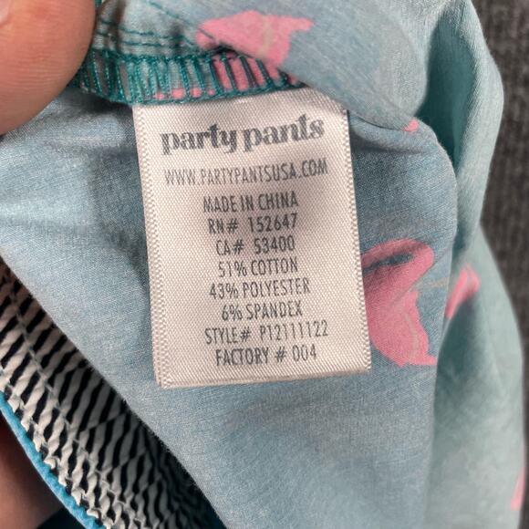 Party Pants Swim Trunks Men's XL Blue/Pink Flamingo AOP Geometric Stretch Swim - Picture 11 of 12